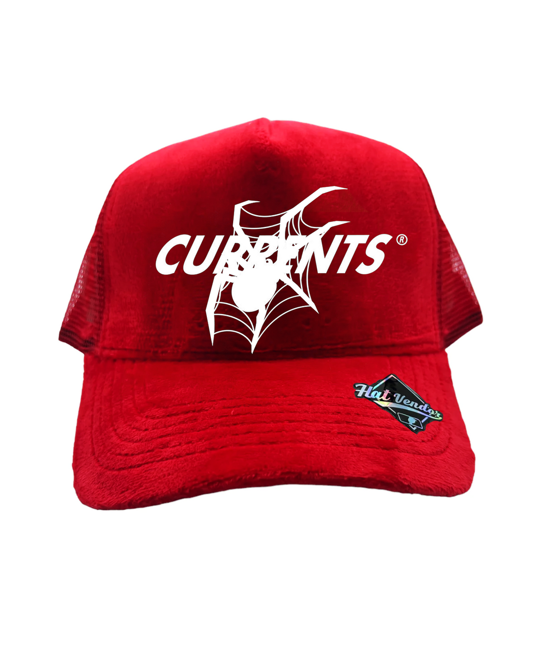 Spider Red Suede Truckers Hat