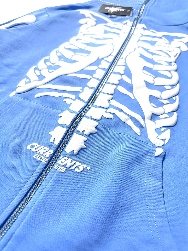 New: University Blue Skeleton (PUFF PRINT) (FULL ZIP) 💎