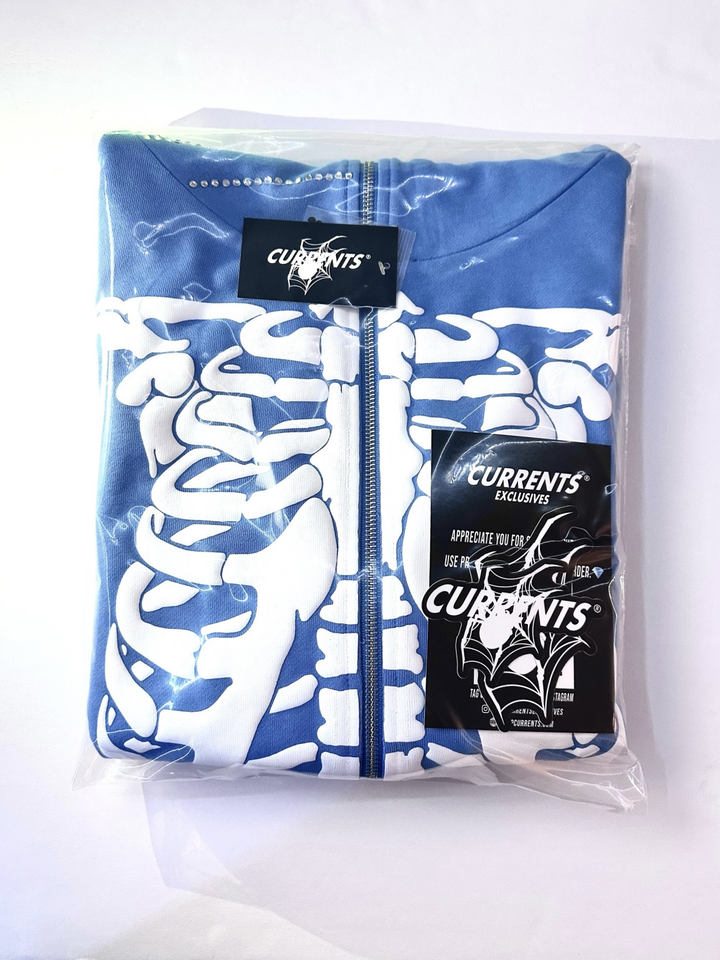 New: University Blue Skeleton (PUFF PRINT) (FULL ZIP) 💎