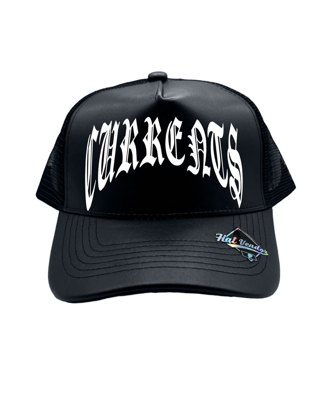 Currents Black Leather Trucker Hat